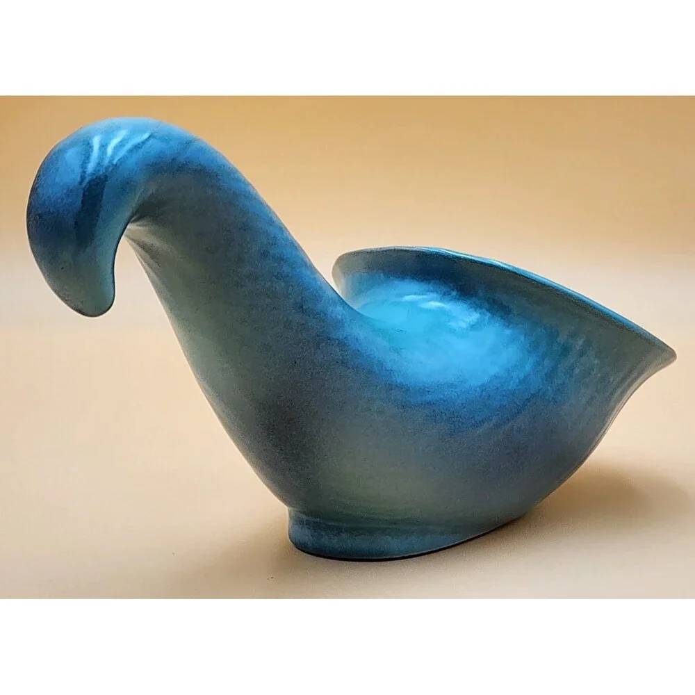 Frankoma Pottery ~ Beautiful Blue Cornucopia Horn